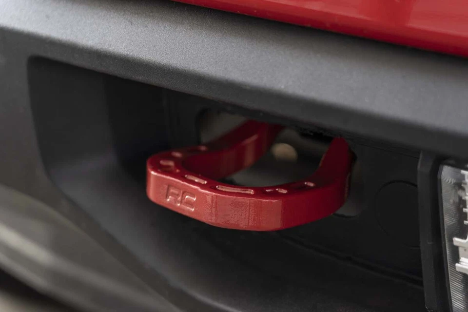 Ganchos de remolque forjados Rough Country para Chevy Silverado 1500 2019-2022 | Rojo - RS132 Foto 4 de 4