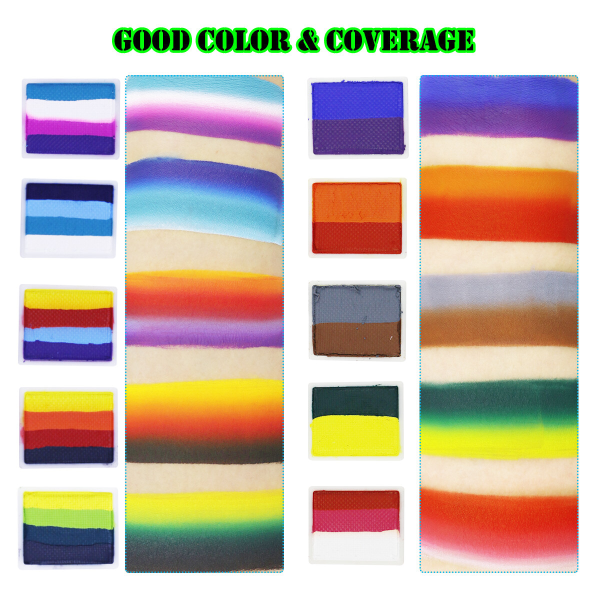 Bowitzki Face Paint Full Kit Split Cakes Palette Water Based Practice Boards Set image 9