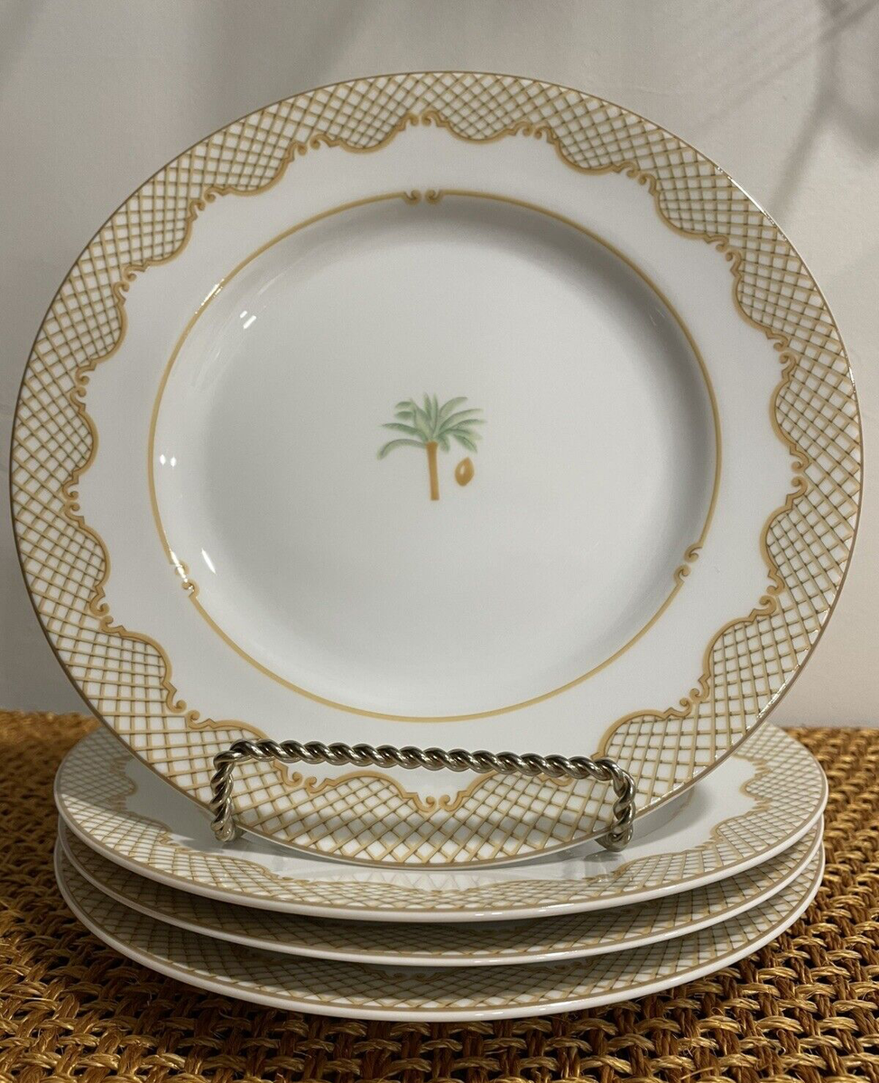 Mikasa ISLAND FLAIR L3232 Fine China Tan Lattice Palm Trees Salad Plate (4)  NICE