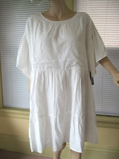 NWT ModCloth Flowy Short Sleeve Babydoll Boho Woven White Mini Dress Sz 2X