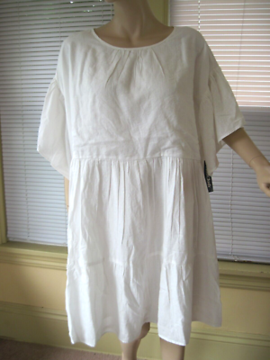 NWT ModCloth Flowy Short Sleeve Babydoll Boho Woven White Mini Dress Sz 2X  | eBay