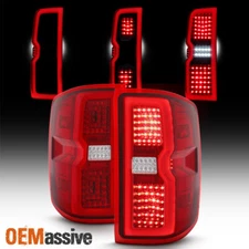 Fit 2014-2019 Chevy Silverado GMC Sierra Clear LED Light Bar Tail Lights Lamps