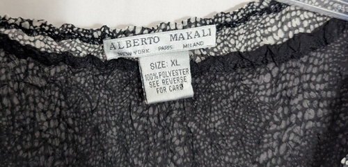 Vtg ALBERTO MAKALI Black Layered Crinkle Pleated Chiffon Top Size XL - Picture 5 of 7