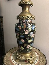 CLOISONNE VASE LAMPE MONTURE BRONZE EMAUX CHINE CHINOIS ASIATIQUE JAPON