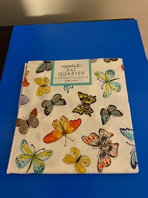 BRAND NEW CREATE IT 100% COTTON BUTTERFLIES PRECUT SEWING AND CRAFT FABRIC 18X21