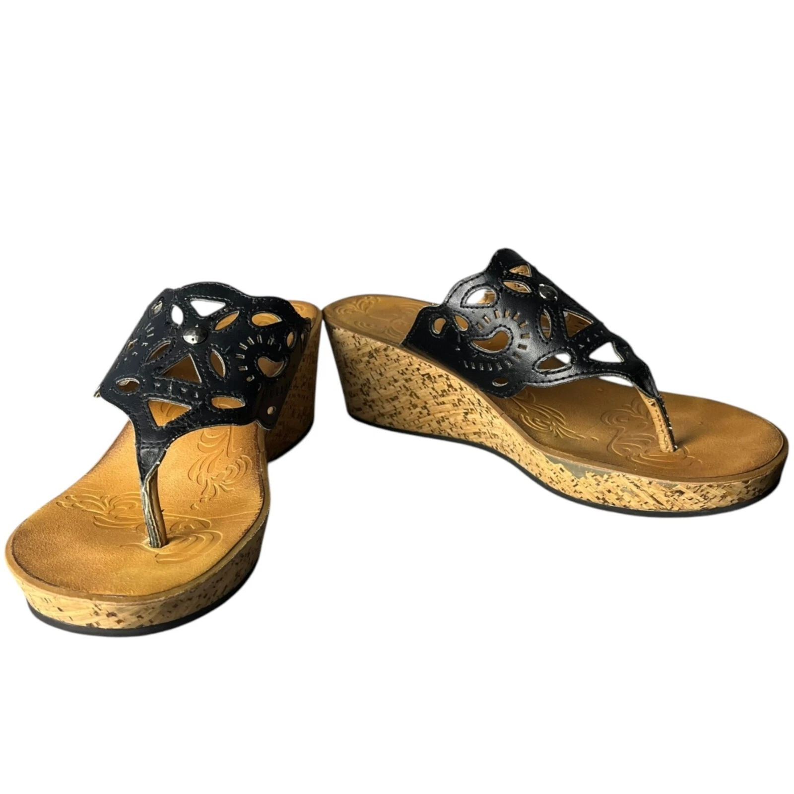 Sandali donna Clarks 9 5 espadrillas zeppa neri taglio laser ecopelle slip on