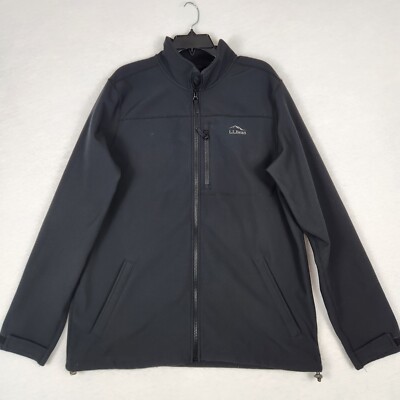 LL Bean Mens Windproof Softshell Jacket Weather Resistant Liteweight Black LTall