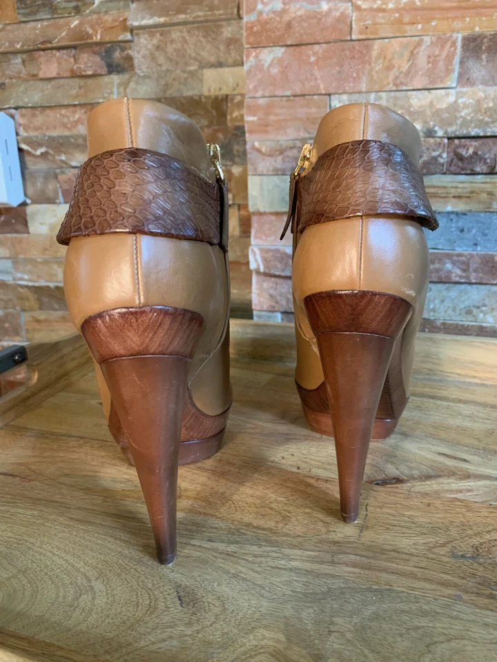 Mujer Devi Kroell Cuero Tostado Botines EE. UU. 8 38 Botines Tacón de Aguja Nuevos sin Etiquetas Foto 4 de 4