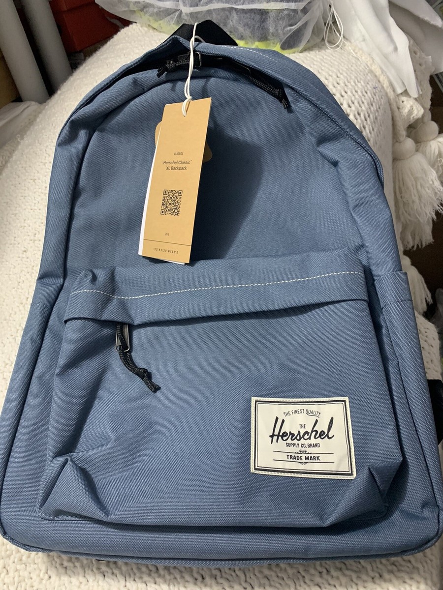 NWT 🌺 Herschel Classic XL Backpack Blue Mirage/white Stitch Bag  