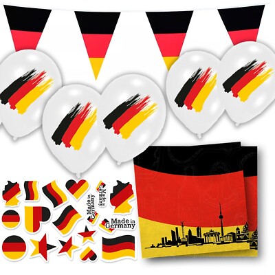DEUTSCHLAND PARTY SET Deko Länderparty EM 2028 Germany Schwarz Rot Gold 78 Teile