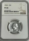 1963 NGC PF68 90% Silver Proof Washington Quarter 25c White