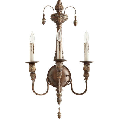 Quorum Salento 3-Light 14'' X 26.5'' Vintage Copper Wall Sconce 5506-3-39
