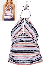 Anne Cole Stormy Seas Print Keyhole Halter Women's Tankini Top S NWT Multicolor