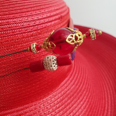 Betmar Wide Brim Ribbon Church Kentucky Derby Sun Hat Red  display picture 1