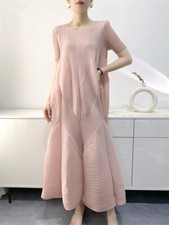 Summer Women Dress Fashion Loose Large Size Medium Length Bubble Pleated Dress