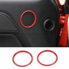 2X Car Inner Door Speaker Horn Cover Trim For Ford Mustang Bright Red 2015-2023