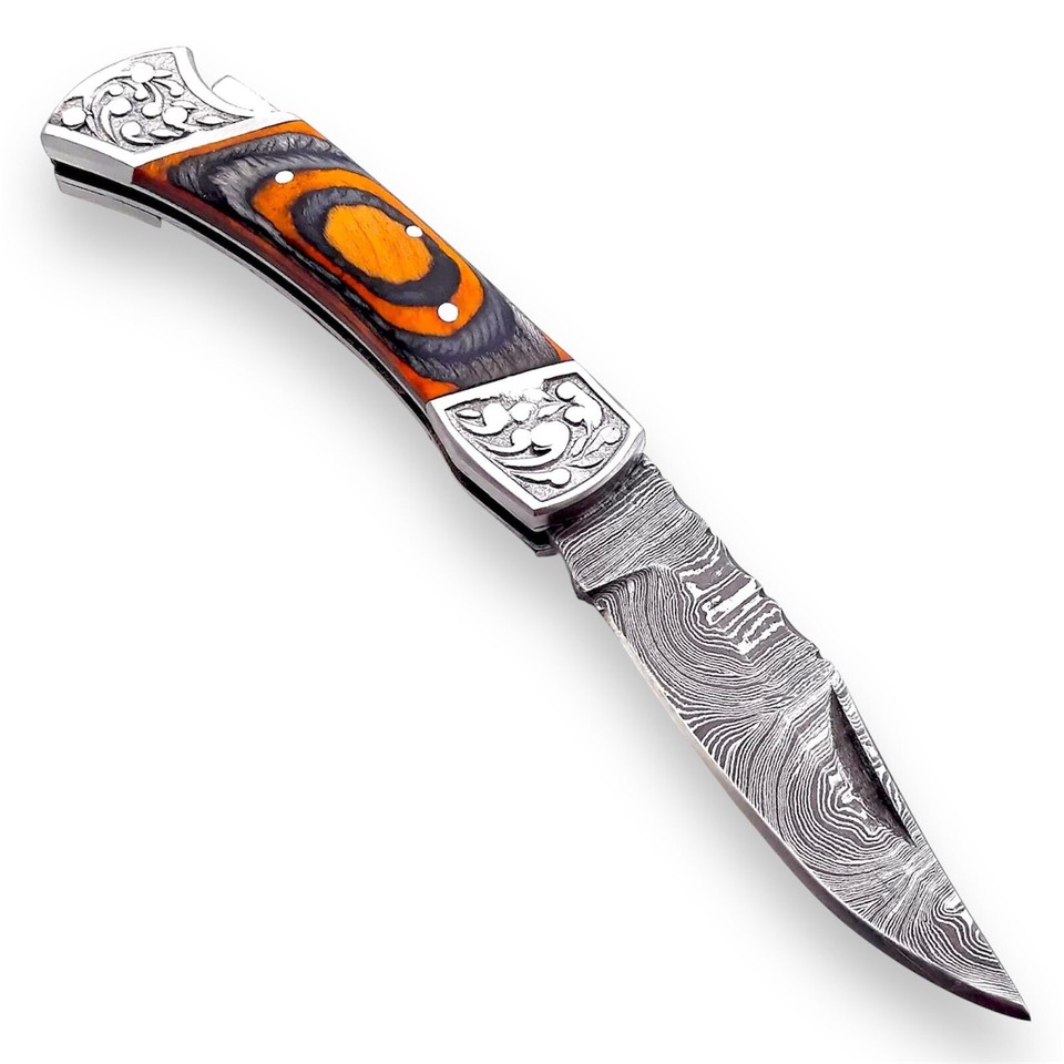 Premium Damascus Steel Folding Pocket Knife – BoneCraft Edition