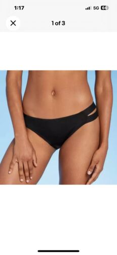 NEW Kona Sol Double Tab Medium Coverage Hipster Bikini Bottom Size Large