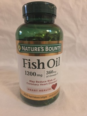Nature s Bounty Fish Oil 1200mg 200 Softgels Omega-3 Sealed EXP 10/2027