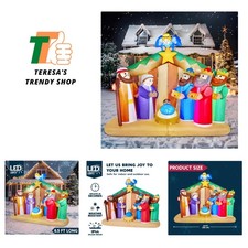 Christmas Inflatable Nativity Scene with Angels with Build-in LEDs Blow Up In...