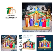 Christmas Inflatable Nativity Scene with Angels with Build-in LEDs Blow Up In...