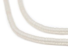 Clear Vinyl Phono Record Beads 4mm Ghana African Disk 34 Inch Strand Handmade