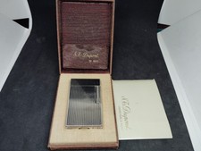 Vintage Dupont Gasfeuerzeug Silber Streifen Linie 1L mit Box