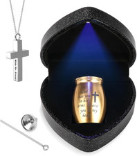 Mini Urns for Human Ashes Keepsake with Heart Case, Urn Necklace and Funnel, Pea