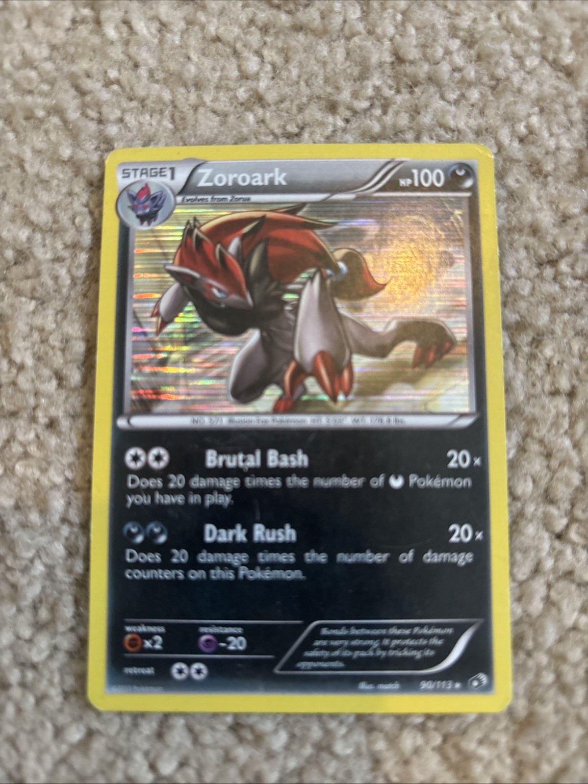 Pokémon TCG Zoroark Legendary Treasures Holo Card 90/113