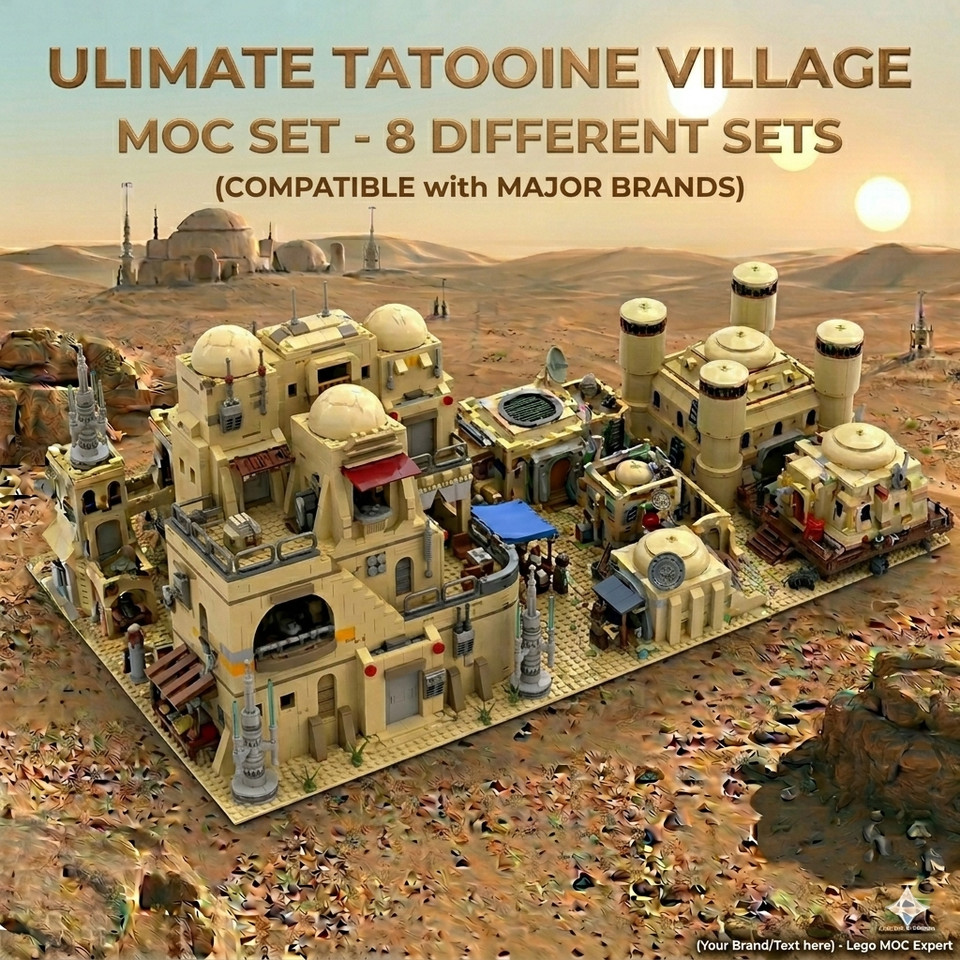 Bloques de construcción Desert Village sin usar, en caja - Juegos modulares base Tatooine de guerra espacial