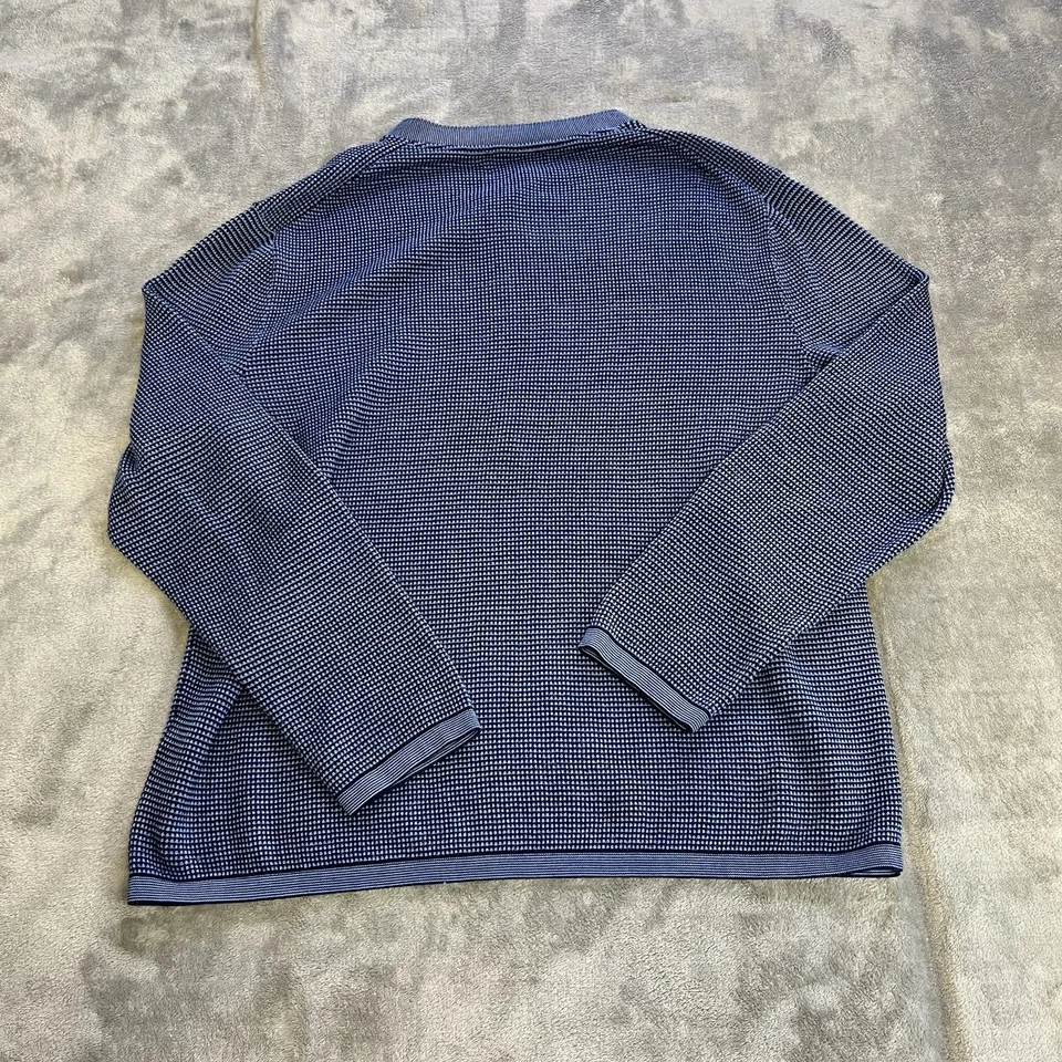 Suéter masculino Bonobos XL mistura de lã merino pescoço Henley malha azul - Imagem 2 de 4