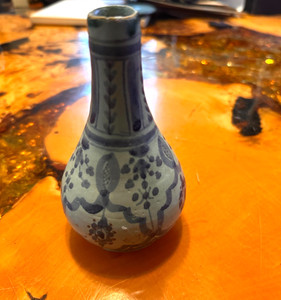 Antique Asian Blue and White Ceramic Vase Pottery 17th/18th Century