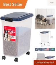 Airtight Dog Food Storage Container, Up to 40 lbs, Attachable Wheels, For Dog...