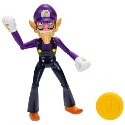 Waluigi 4'' Action Figure with Coin - Super Mario Collection