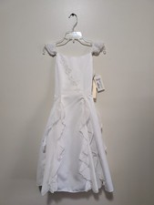 NWT Girls Dress Size 8 White Flower Girl First Communion Chiffon