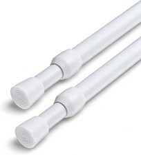 2 Pack Spring Tension Curtain Rod Adjustable 28-43 Inches 5/8" Diameter, White