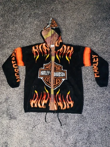 Reworked Vintage Harley Davidson Flame Hoodie/Jacket(Unisex,Never Worn Men’s image 6