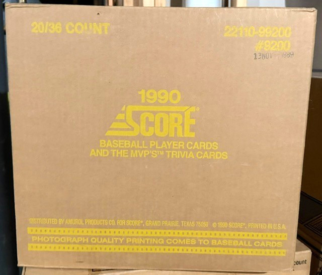 1990 Score Baseball FACTORY SEALED 20 Boxes (Stamped Nov 13th, 1989) Error case
