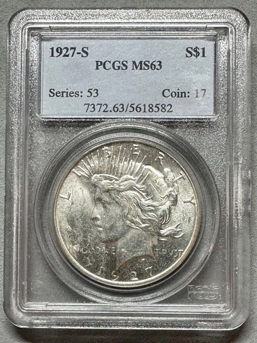1927-S   PEACE DOLLAR   PCGS  MS63   KEY DATE