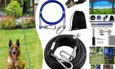 Dog Runner for Yard, Trolley Cable System Aerial Run Zip Line for Large Dogs,