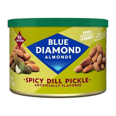 Blue Diamond Almonds Spicy Dill Pickle Flavored Snack Nuts, 6 Oz Resealable Can 