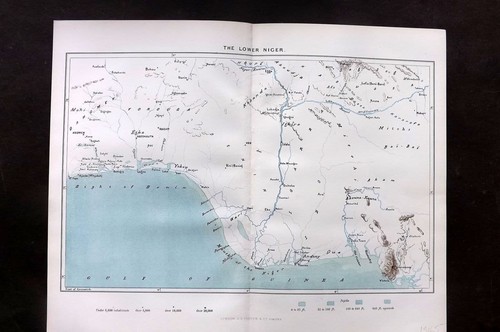 Reclus C1880 Antique Map. The Lower Niger. Africa