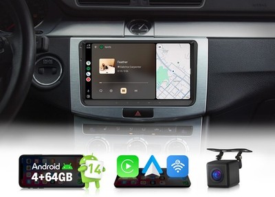 9'' Android 14 4+64GB Autoradio Radio für VW Skoda Seat Wireless CarPlay GPS Navi