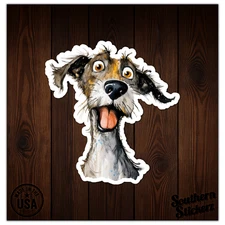 Happy Dog Mutt - Vinyl Decal Sticker - Car Window Laptop - ebn12236