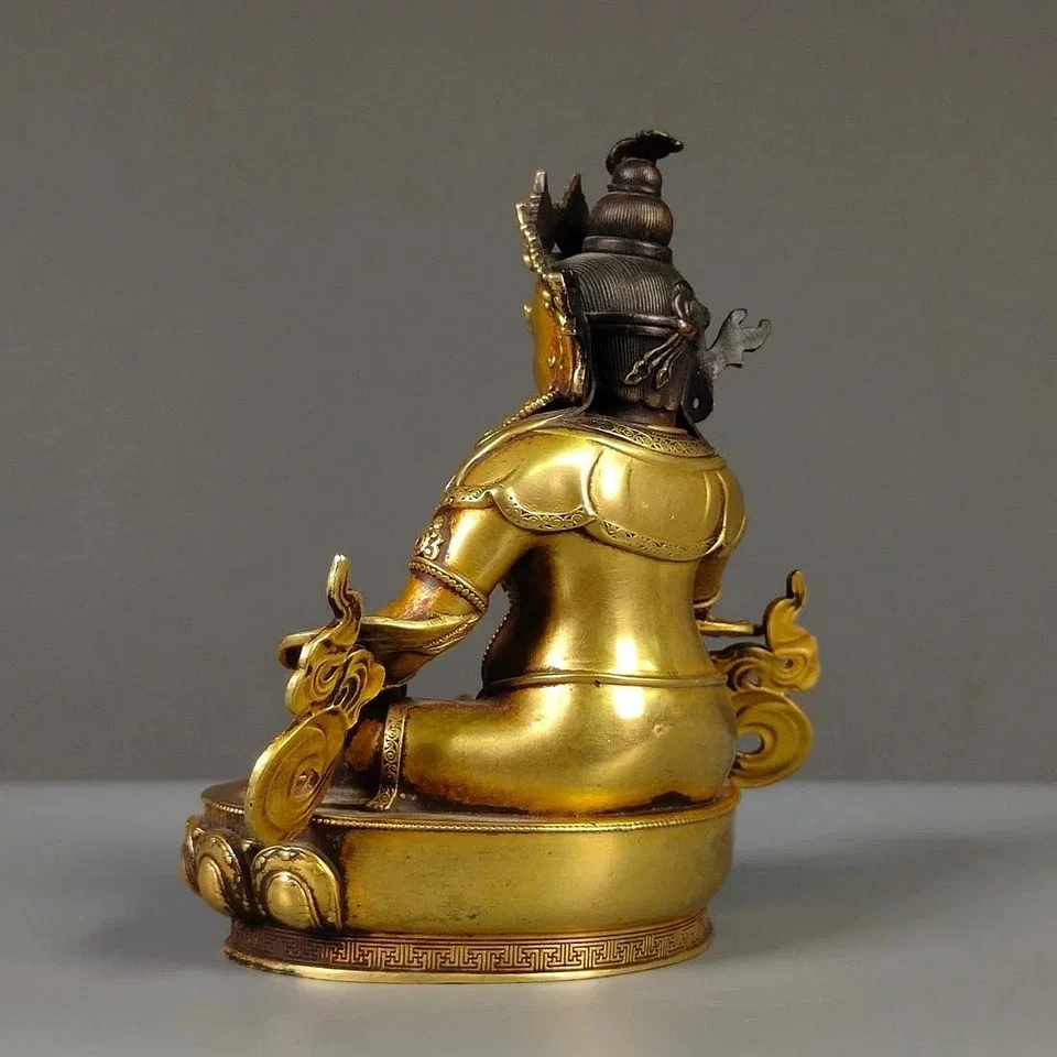 Budismo Tibetano Dorado Cobre Amarillo Jambhala Estatua B Foto 3 de 4