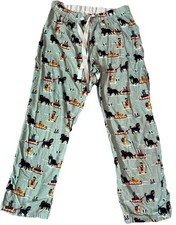 Lands End Pajama Bottoms Flannel Pants Holiday Winter Dog Med 10-12