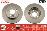 2X Bremsscheibe TRW DF1596 2 Bremsscheiben Vorderachse Vorne FüR VW