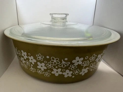 Pyrex Vintage Big Bertha Spring Blossom Crazy Daisy 664 Casserole with Lid