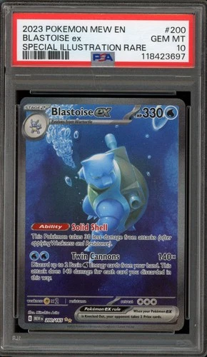 Pokemon Blastoise ex 151 MEW EN Special Illustration Rare #200 PSA 10 Gem Mint