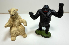 2 Vtg 1970s Animal Figures Toys by Britains LTD England   Polar Bear  Gorilla